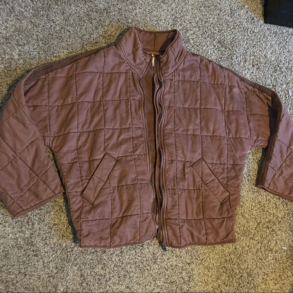 Free People Quilted Jacket Rare Terracotta Color